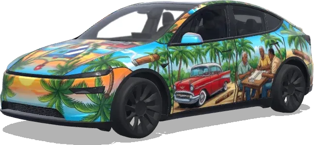 Cuban Shield Vibes – Tesla Model Y wrap