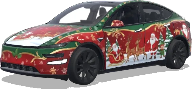 산타 썰매 크리스마스 랩 – 테슬라 Model Y 랩핑