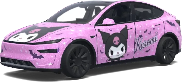 Kuromi Pink Sparkle – Tesla Model Y wrap