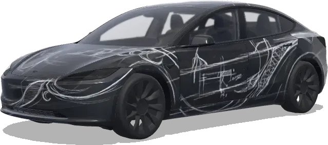 White Pencil Sketch – Tesla Model 3 wrap