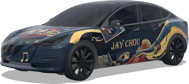 Jay Chou Navy Gold Wrap (周杰伦) – Tesla Model 3 wrap