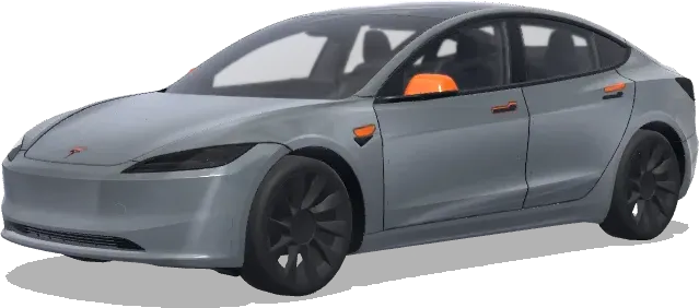 Матовый серебристый с оранжевым – оклейка Tesla Model 3