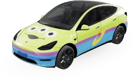 Alien Toy Story (Toy Story Alien) – covering Tesla Model Y