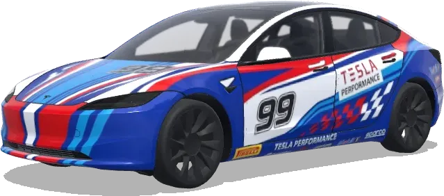 Décalcomanie de course Bleue Rouge 99 – covering Tesla Model 3