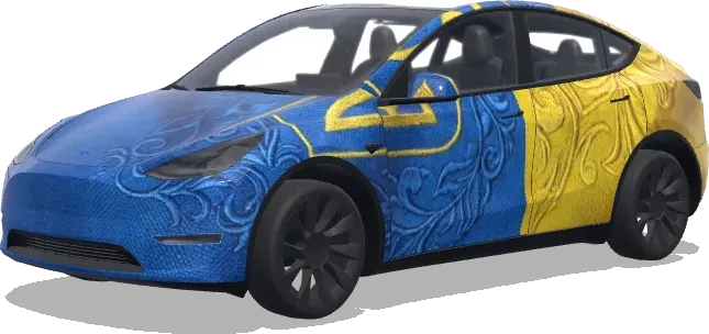 Filigrana azul y dorada para Tesla – wrap para Tesla Model Y