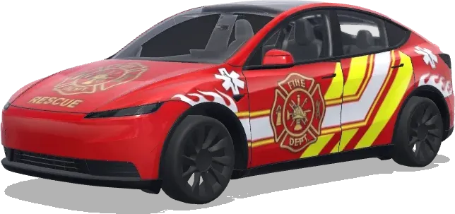 Красная виниловая пленка для пожарно-спасательного автомобил – оклейка Tesla Model Y