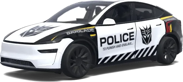 Weiße Polizeibarrakade – Tesla Model Y Wrap
