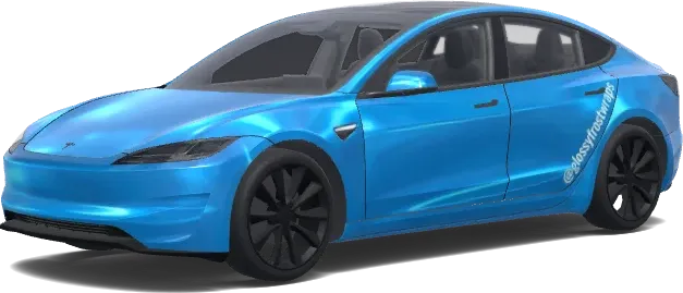 フロストブルー グロシーとInstagramハンドル – テスラ Model 3 ラッピング