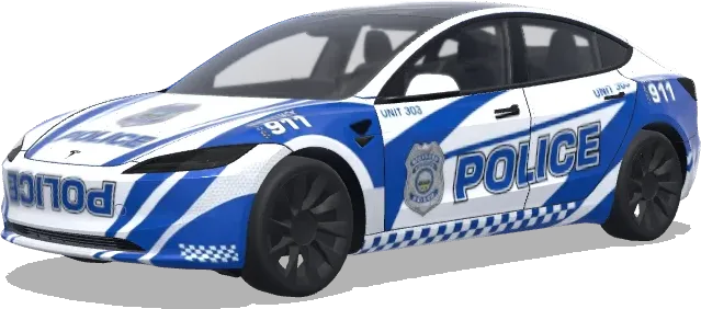 Blue Stripe Police Unit 303 – Tesla Model 3 wrap