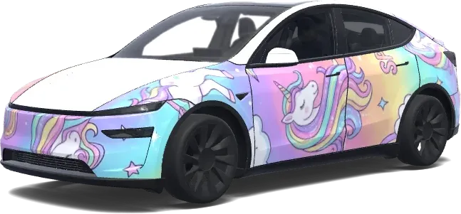유니콘 무지개 래핑 (Girly, rainbow, unicorn.) – 테슬라 Model Y 랩핑