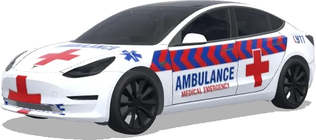 Croix-Rouge Étoile de la vie Ambulance – covering Tesla Model 3