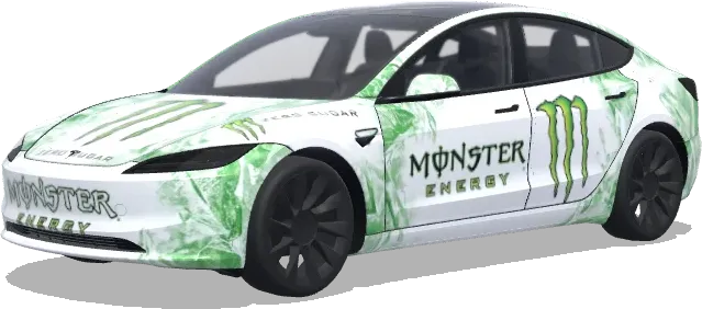 Monster Energy blanco (white monster energy drink) – wrap para Tesla Model 3