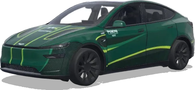 Aston Martin AMR26 vert – covering Tesla Model Y
