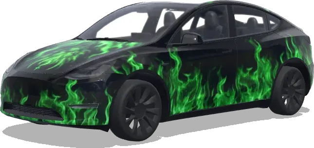 Dragón Verde Negro – wrap para Tesla Model Y