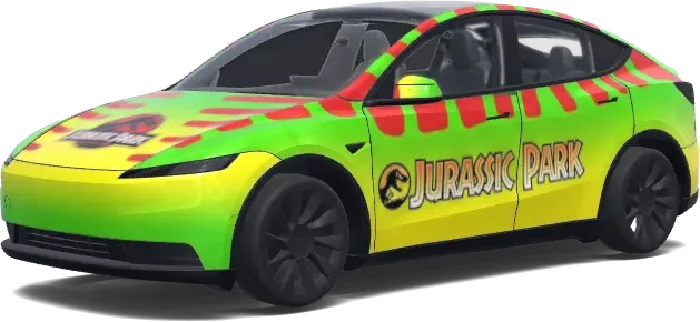 Coche Jurassic Park clásico – wrap para Tesla Model Y
