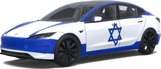 Israel Flagge mit Stern (Israel flag with the star on the door.) – Tesla Model 3 Wrap