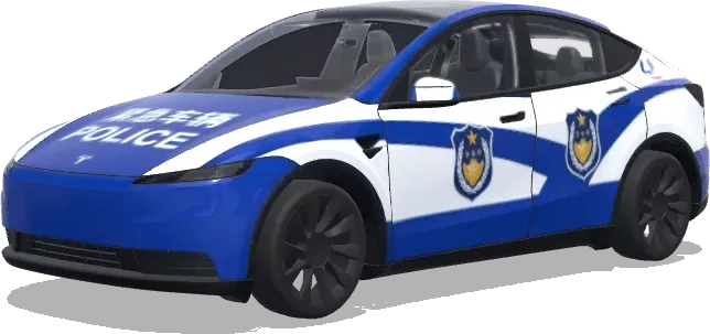 Rayures de badge de police bleu et blanc (警车涂装,蓝白条纹,官方徽章和紧急车辆标记) – covering Tesla Model Y