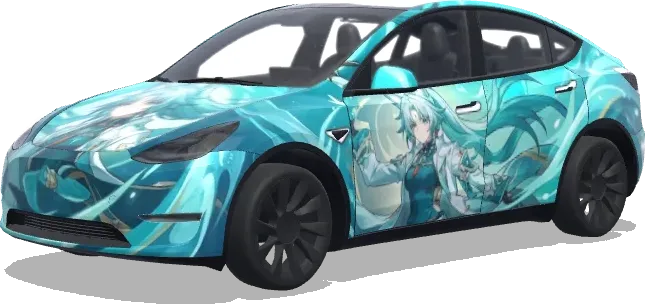 Feixiao Türkis (Feixiao from Honkai Star Rail with turquoise) – Tesla Model Y Wrap