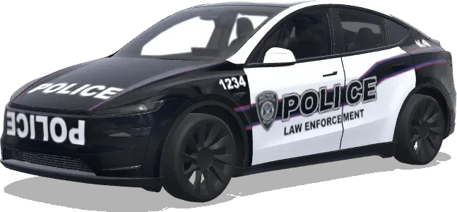 Schwarz-Weiß-Polizei 1234 – Tesla Model Y Wrap