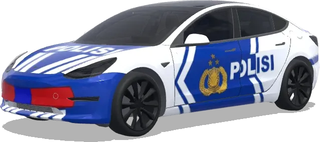 Индонезийская полицейская машина (indonesian police car, white design) – оклейка Tesla Model 3