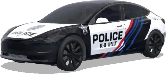 Unité canine K-9 – Tesla de police – covering Tesla Model 3