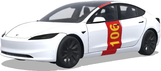 Blanc Bande Rouge 106 – covering Tesla Model 3
