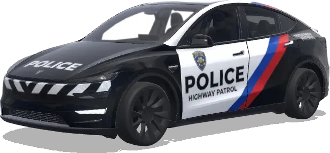 Bande bleue de la patrouille autoroutière – covering Tesla Model Y
