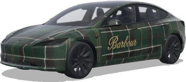 Barbour Green Tartan – Tesla Model 3 wrap