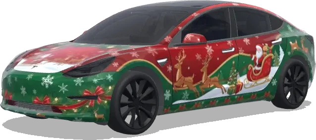 Weihnachtsverkleidung mit Santa-Schlitten – Tesla Model 3 Wrap
