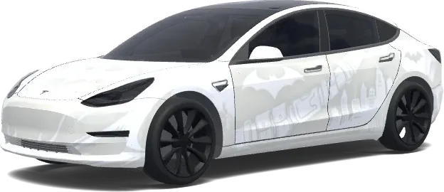 バットマン白背景デザイン – テスラ Model 3 ラッピング