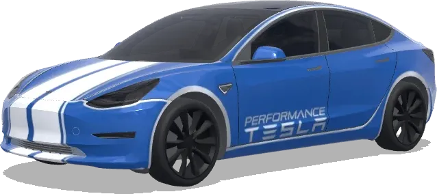 Синие гоночные полосы – оклейка Tesla Model 3