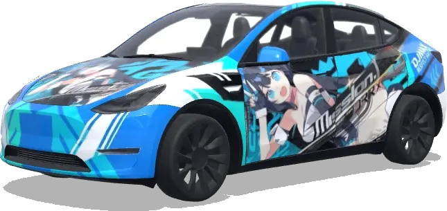 Cyber Blue Anime Wrap – Tesla Model Y wrap