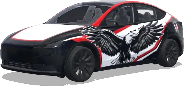 Kaputta Beşiktaş logolu yanlarda kartal resimli. – Tesla Model Y wrap