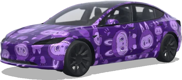 Labubu morado (Labubu. Colors: purple.) – wrap para Tesla Model 3