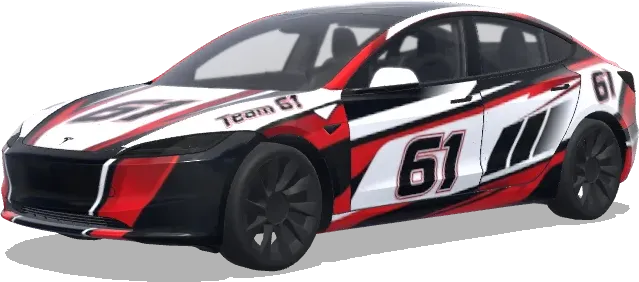 팀 61 블랙 레드 랩 (team 61. Colors: black, red.) – 테슬라 Model 3 랩핑