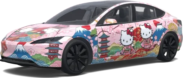 일본풍 헬로키티 테마 (Japanese hello kitty theme wrap.) – 테슬라 Model 3 랩핑