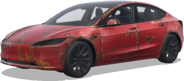 Ultra Red ржавчина и вмятины – оклейка Tesla Model 3