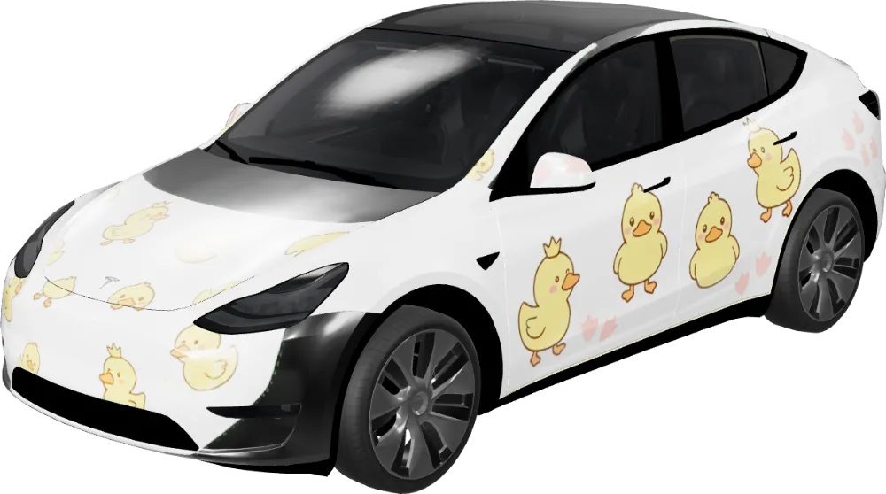 명랑한 치카디 (Chirpy Chickadee) – 테슬라 Model Y 랩핑