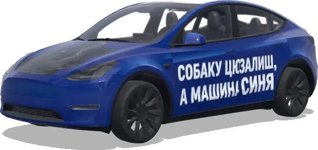 Dog Blue Car (собаку цю залиш,а машина синя) – Tesla Model Y wrap