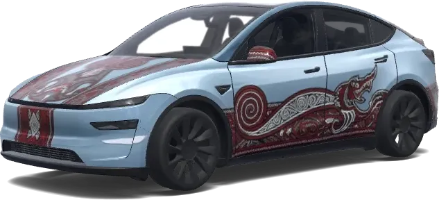 Glacier Blue Tribal Dragon – Tesla Model Y wrap