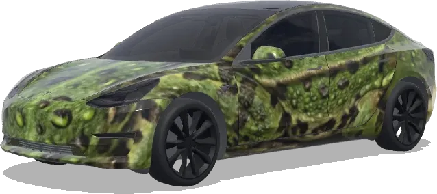 make the entire car look like a frog. – Tesla Model 3 wrap