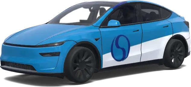 Blaue-Weiß-Sonic-Folierung – Tesla Model Y Wrap