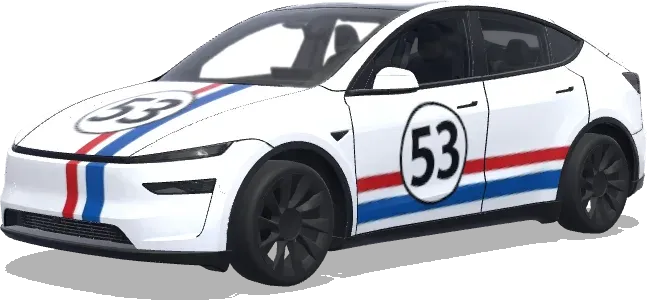 Herbie (HERBIE. Colors: white, red, blue.) – wrap para Tesla Model Y