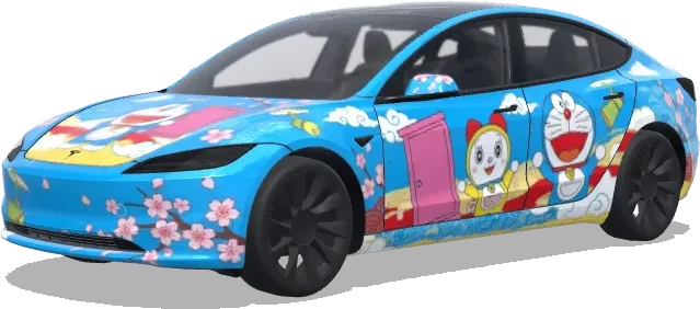 도라에몽 래핑 (doraemon theme.) – 테슬라 Model 3 랩핑