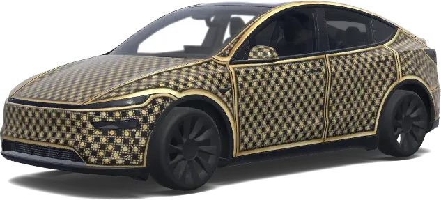 Golden Grid Elegance – Tesla Model Y wrap