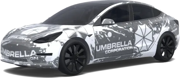 White Umbrella Blood – Tesla Model 3 wrap