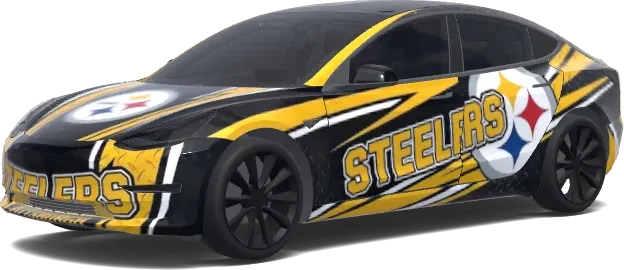 Pittsburgh Steelers (Pittsburgh Steelers. Colors: black, yellow.) – wrap para Tesla Model 3