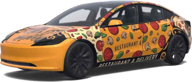 Envoltura Fiesta de Pizza – wrap para Tesla Model 3