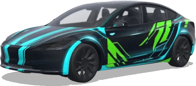 Turquoise Twin-Tails – Tesla Model 3 wrap