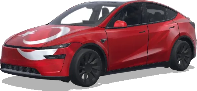 Make türkiye flag on the front. Colors: red. – Tesla Model Y wrap